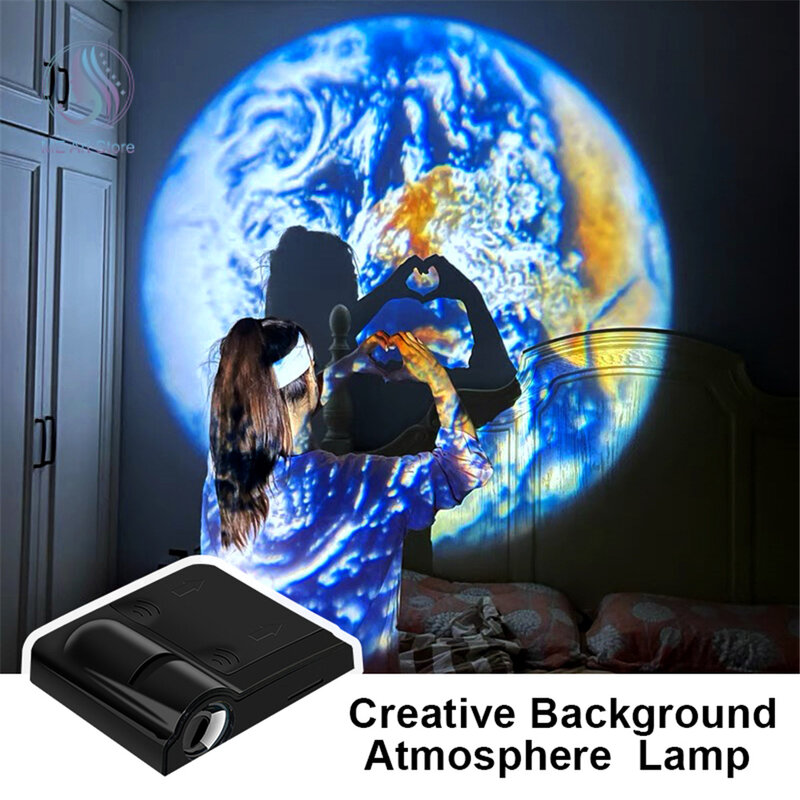 Lampada di proiezione Aurora Moon Galaxy Night Light Creative Background Atmosphere Lamp Earth Projector Photography Lamp for Home