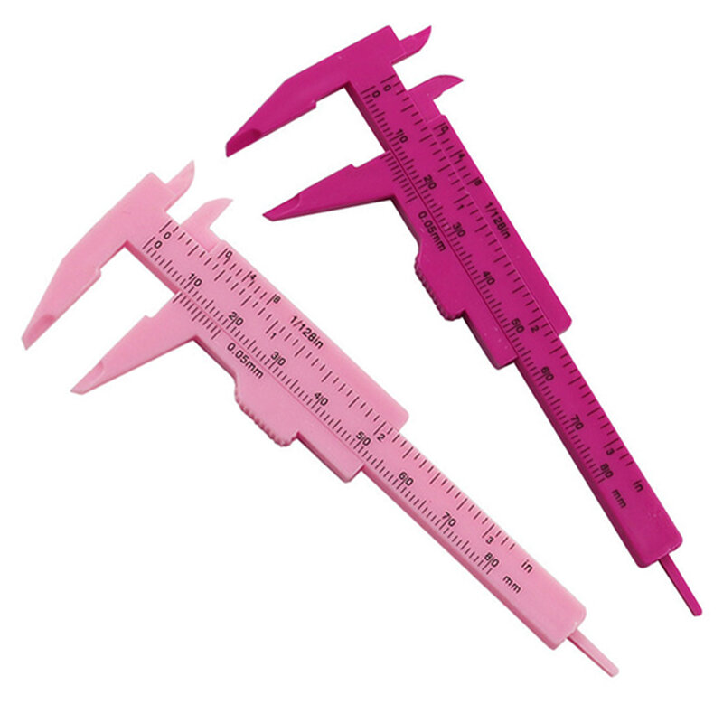 Calibradores de regla para carpintería, herramienta práctica de 0-80mm, herramientas de medición ligeras, Vernier deslizante rosa/rosa roja