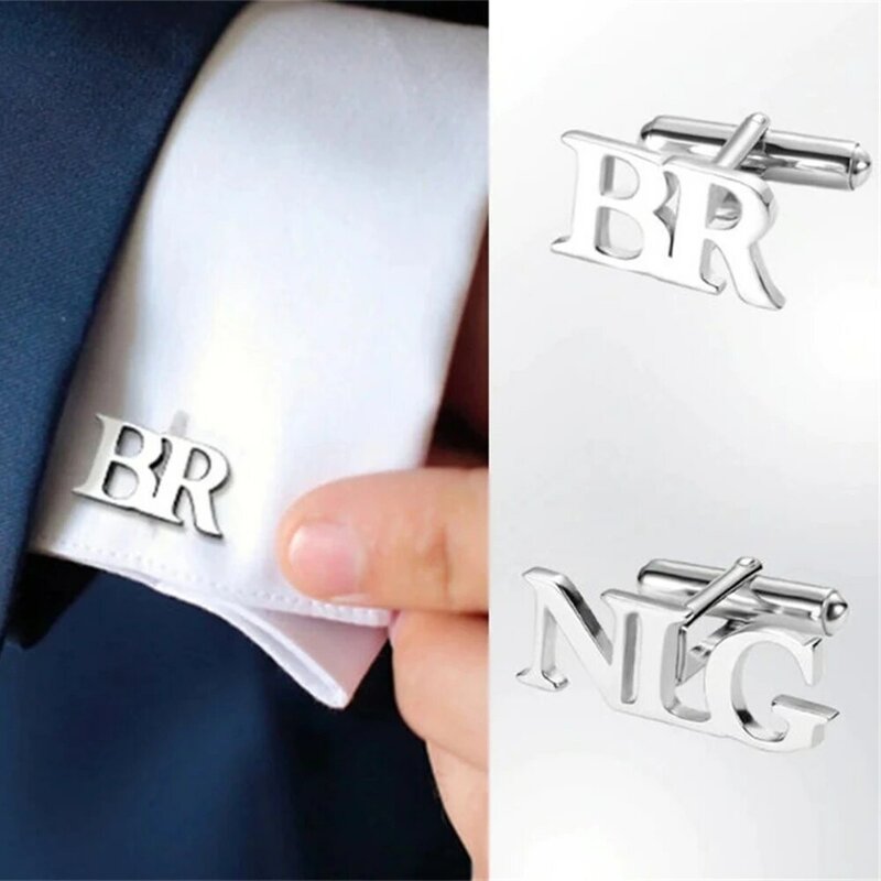 Manset Inisial Nama Kustom untuk Pria Personalisasi Baja Tahan Karat Kustom Huruf Logo Manset Pria Hadiah Perhiasan Pertunangan