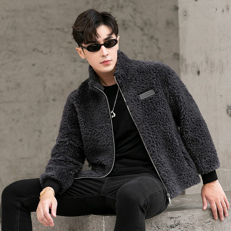 2023 autunno inverno moda uomo colletto alla coreana cappotto caldo giacche di pelliccia genuina Casual da uomo cappotti di pelliccia di agnello reale caldo maschile I484