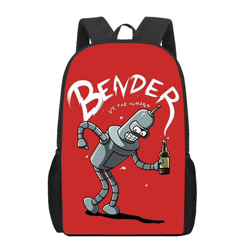 Bender Bending Rodriguez 3D Print School Bags para Meninos e Meninas Adolescentes, Mochila Infantil, Bolsa de Livro, Mochila de Estudante, Mochila Única