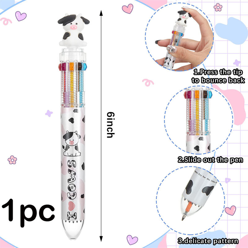 1pc 10Colors Ballpoint Pen In One Kawaii Novelty Stationery Pens Student Writing Gel Pens Drawing Hand Account Pen Office Suppli