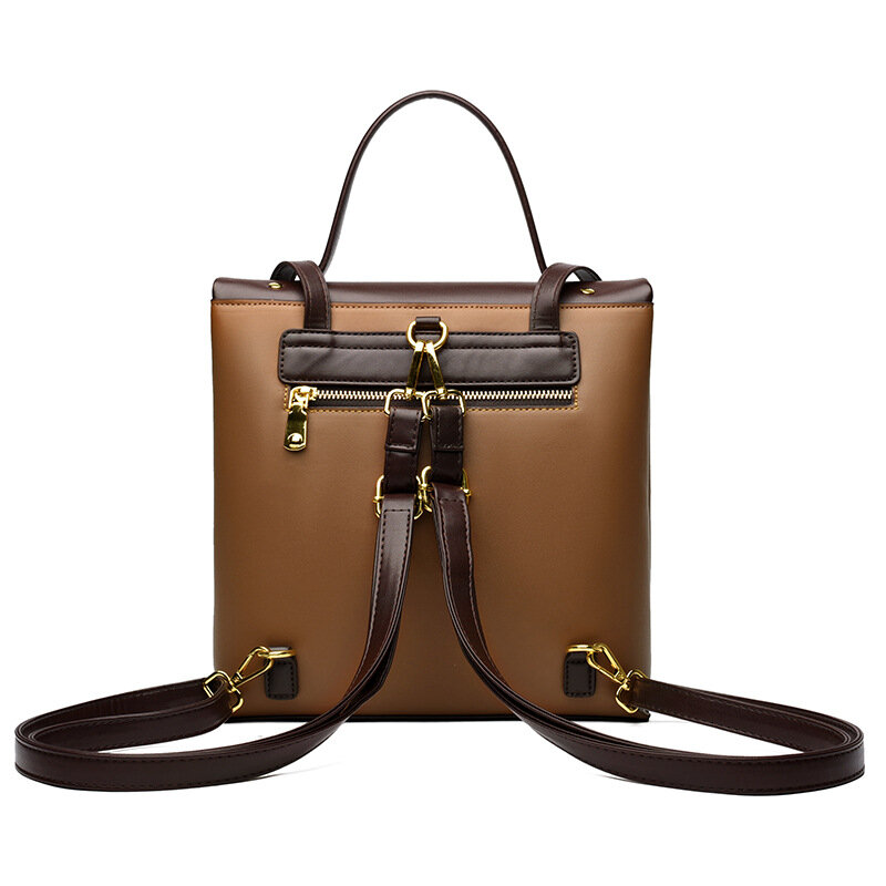 Luxury fashion hipster cowhide color matching shoulder bag multifunctional flip leather underarm bag girl bag
