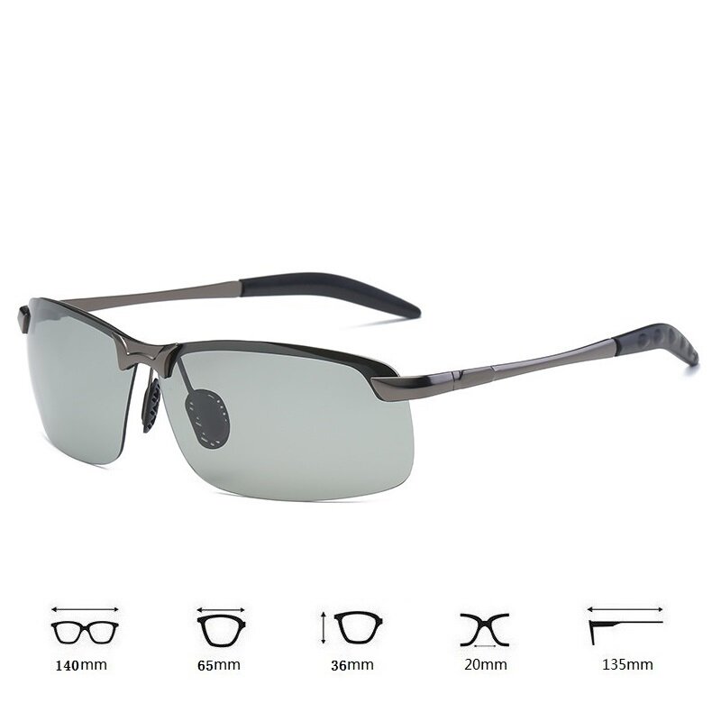 Men Photochromic Polarized Sunglasses Driving Fishing Chameleon Glasses Change Color Sun Glasses Day Night Vision UV400 Eyewear
