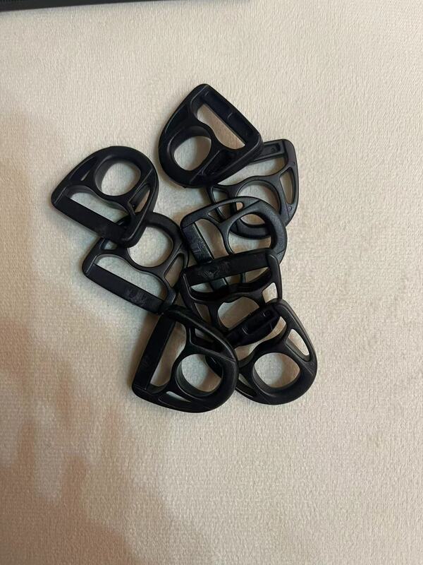 Boucles de réglage triglide en plastique noir, triangle, rectangle, boucle carrée, anneau en D