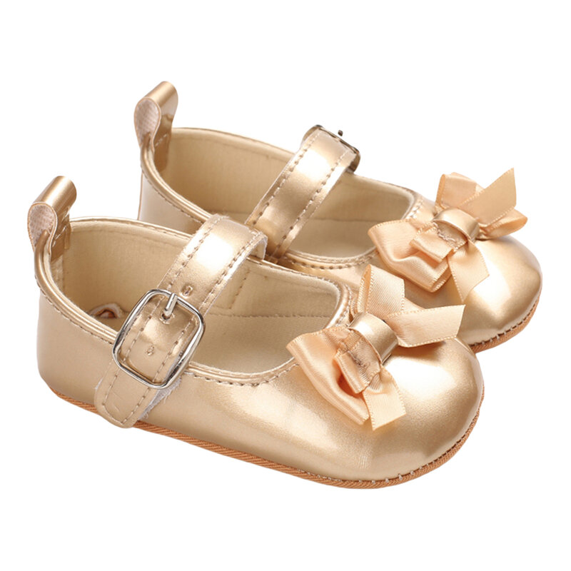 Chaussures de marche princesse avec nœud papillon pour bébé fille, en PU, accessoires de photographie