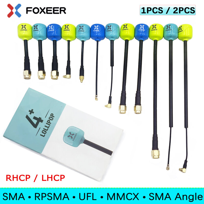 Foxeer เสาอากาศ Lollipop 4 Plus 4 + FPV เสาอากาศ5.8G 2.6Dbi RHCP SMA RPSMA UFL MMCX FPV Omni LDS เสาอากาศสำหรับสำหรับแข่ง FPV Drone