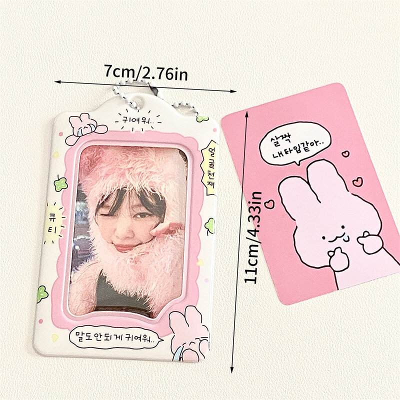 Fashion Korea 3 Inch Photocard Holder Kpop Card Keychain Pendant Idol Card Holder Bus Bank ID Card Cover Student Supplies