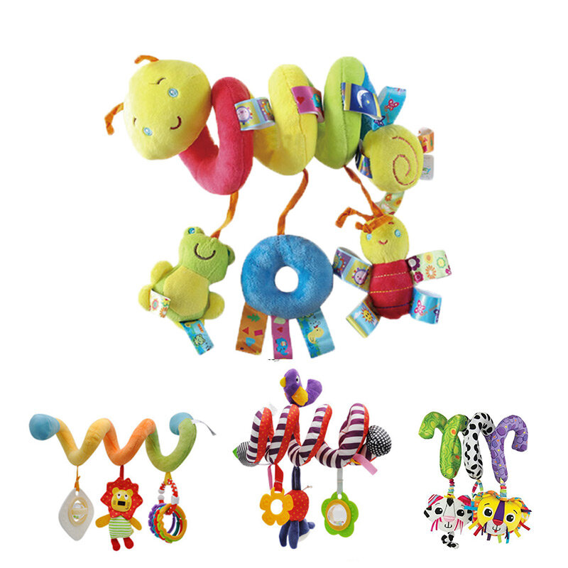 New Hanging Spiral Rattle Stroller Cute Animals Crib Mobile Bed Baby Toys 0-12 Months Newborn Educational Toy for Children