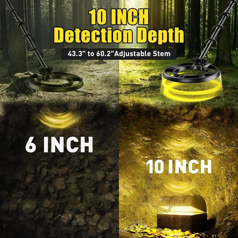 Metal Detector sotterraneo localizzatore di metalli dispositivo di caccia al tesoro tacca regolabile e funzione di puntamento in modalità disco