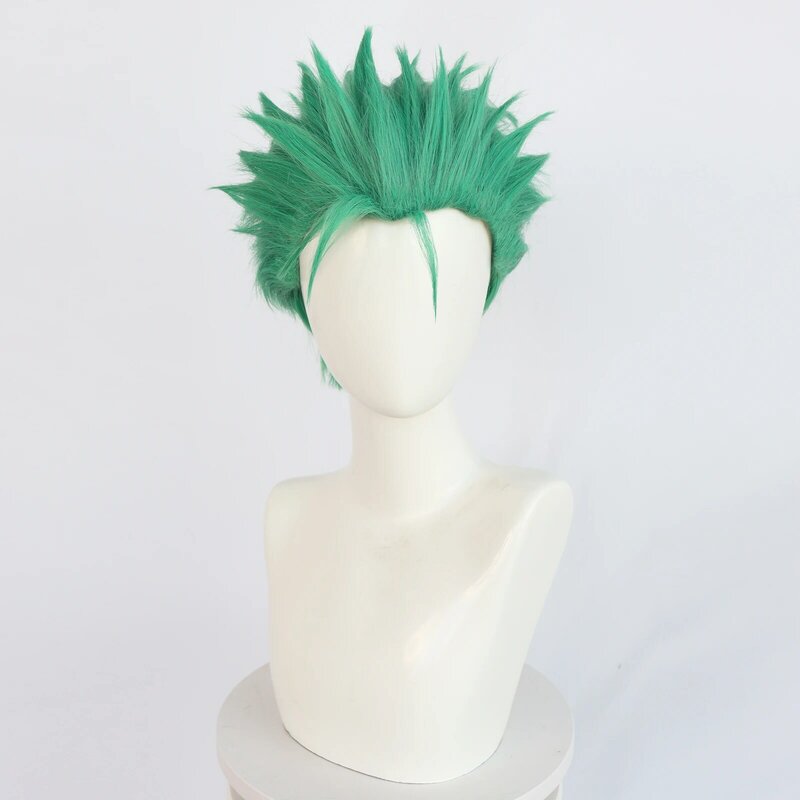 Disfraz de Anime Roronoa Zoro, peluca verde Zoro, accesorio de juego de rol para fiesta de Halloween, hombre y mujer