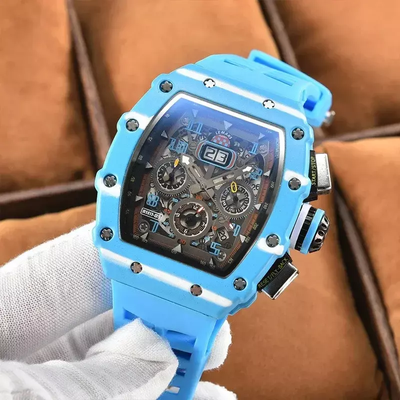 Richard-reloj de lujo para hombre, accesorio masculino de pulsera resistente al agua con calendario automático, 6 pines, estilo mecánico, 2024