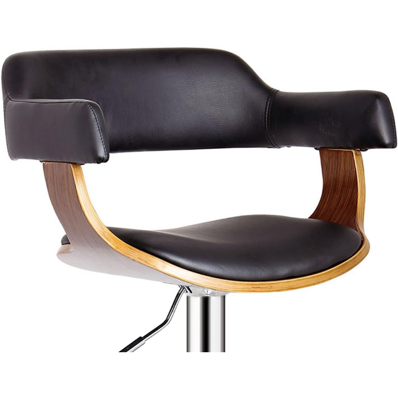 Современный Гидравлический регулируемый шарнирный барный стул AC Pacific с мягкими подлокотниками, сиденьем и спинкой, 24-32 дюйма, дерево, искусственная кожа