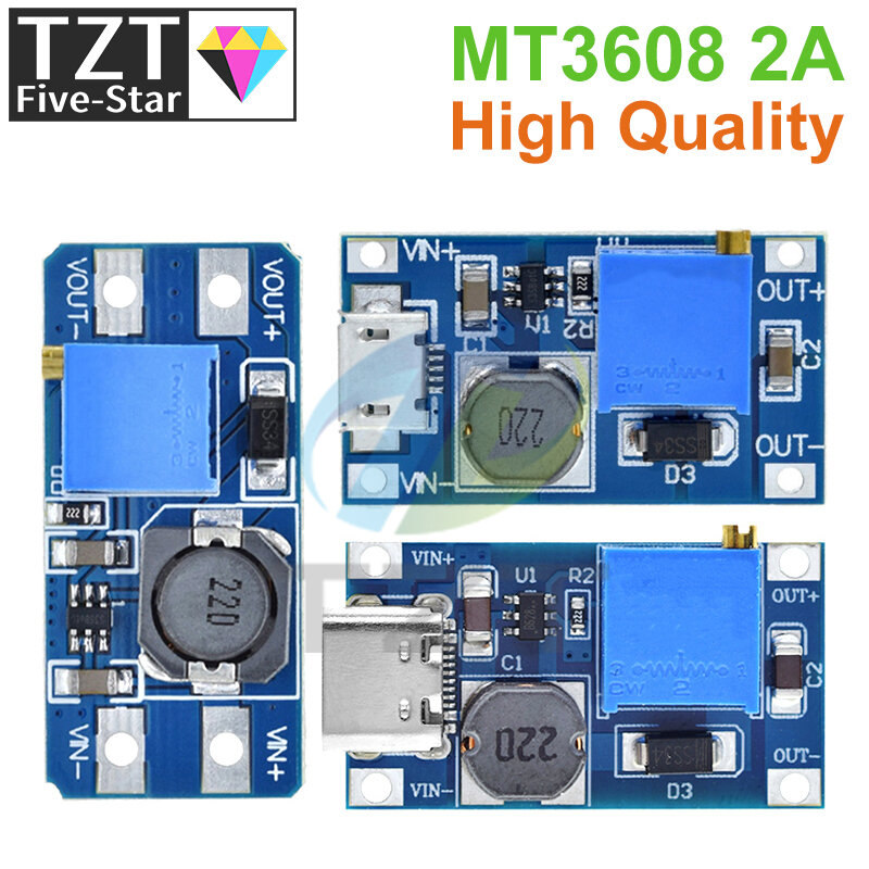 TZT 1/5PCS MT3608 DC-DC modulo di alimentazione Booster convertitore Step-Up Boost scheda Step-up uscita massima 28V 2A
