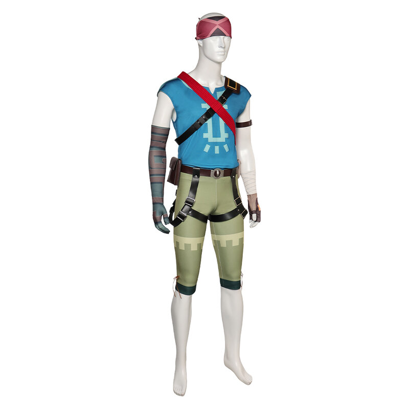 Game Link Cosplay Costume Tears Kingdom Fantasia Adult Men Vest Shorts Headband Wig Outfits Halloween Carnival Disguise Suit