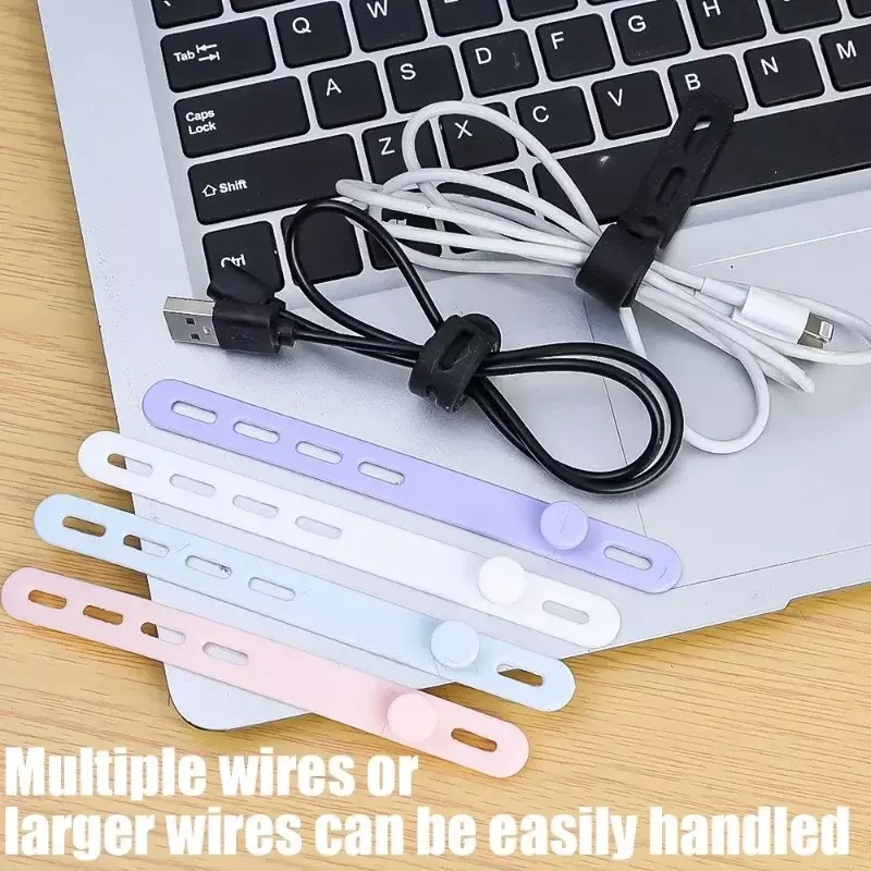 Ajustável Silicone Telefone Cable Organizer, fone de ouvido Clips, USB Data Wire Management, Gerenciamento de fio, 5pcs por conjunto