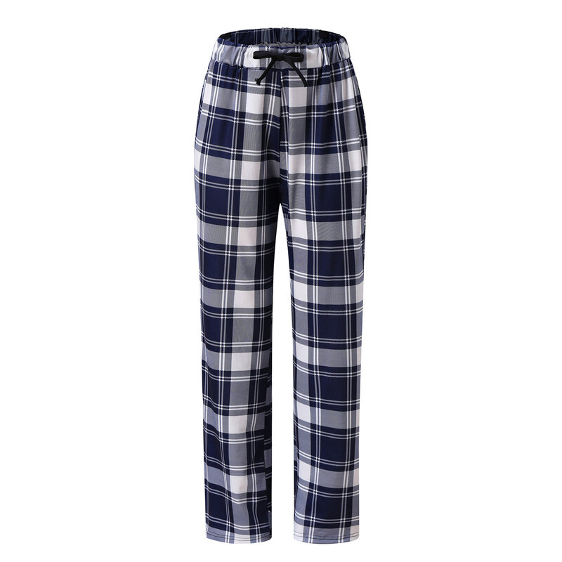 Pyjama décontracté en dentelle pour femme, pantalon à carreaux, extérieur, maison, mode, grande taille, printemps
