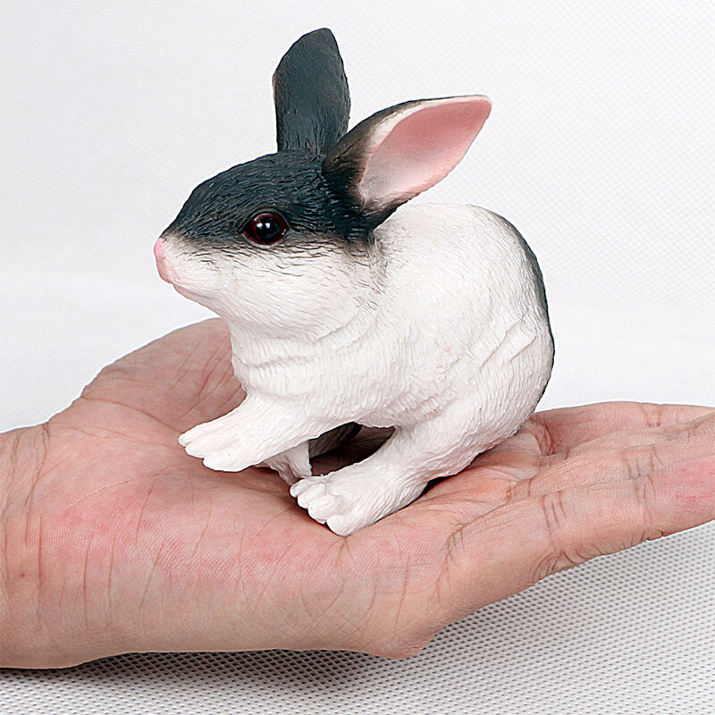 야생 동물 미니 토끼 모델, 농장 목장 시뮬레이션 토끼 액션 피규어 장식, 어린이 인지 조기 교육 보조 장난감