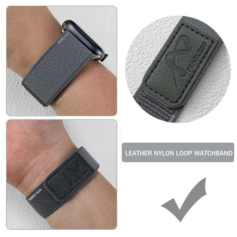 Ремешок нейлоновый кожаный для Apple Watch Band Ultra, спортивный браслет для Iwatch Serise 8 7 6 5, 49 мм 44 мм 45 мм 42 мм 41 мм 42 мм 38 мм