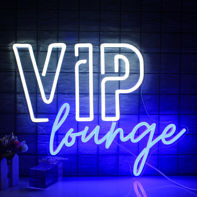 LED Neon Signs Wall Lamp, Hanging Aesthetic Room Decoration, VIP Lounge, Party, Bar, Hotel, Convidados Membros, Sign Lights, Pink, Blue