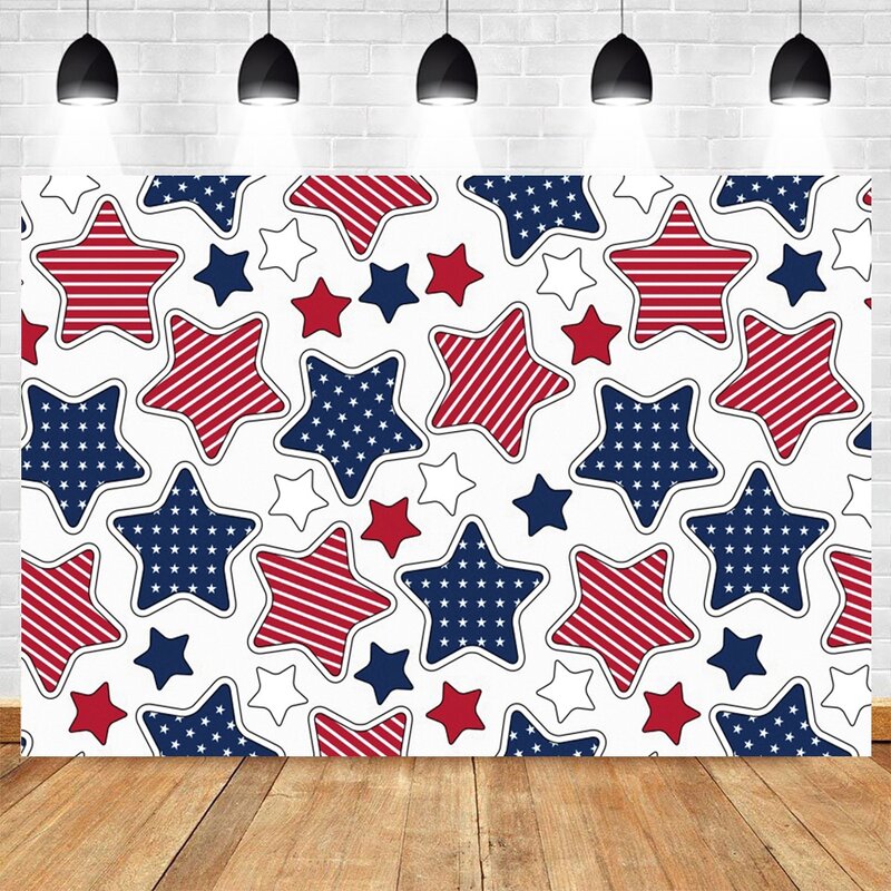 July 4th Independence Day Photography Backdrop Colorful Balloon Statue of Independence American Flag Photocall Photo Background