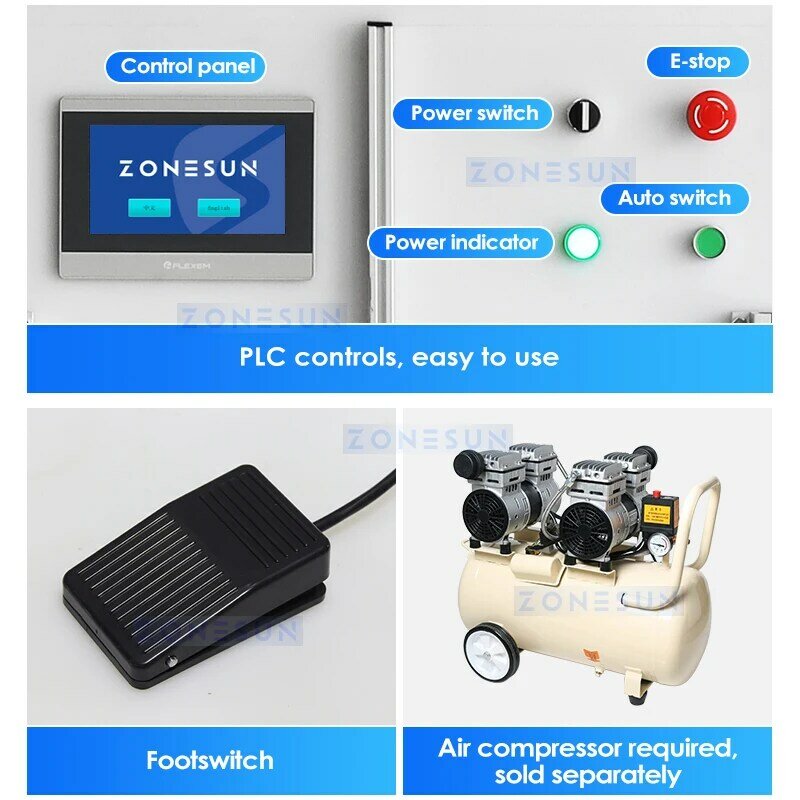 ZONESUN 반자동 주방 클리너, 살충제 표백제 충전 기계, 부식성 액체 필러 기계 ZS-YTCR4