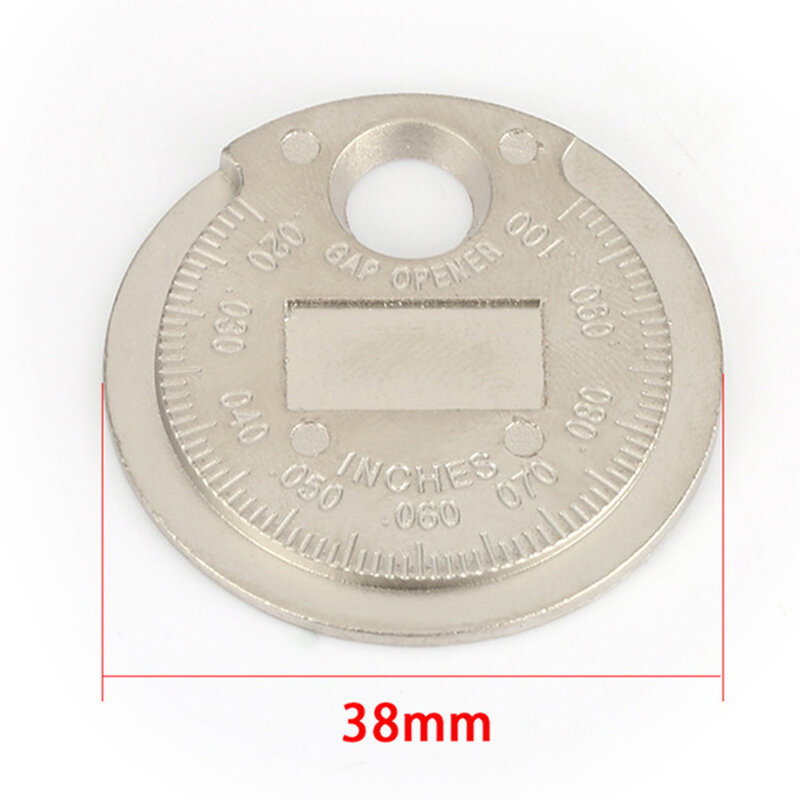 Coin-Type Spark Plug Gauge Tool, Medição Gap, Feeler Gauge, 0.6mm-2.4mm Range, 1Pc