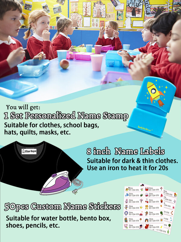 Custom ชื่อซีลแสตมป์สำหรับทารกครูเด็กเสื้อผ้ากันน้ำไม่ซีดจาง DIY ส่วนบุคคลชื่อแสตมป์ของเล่น