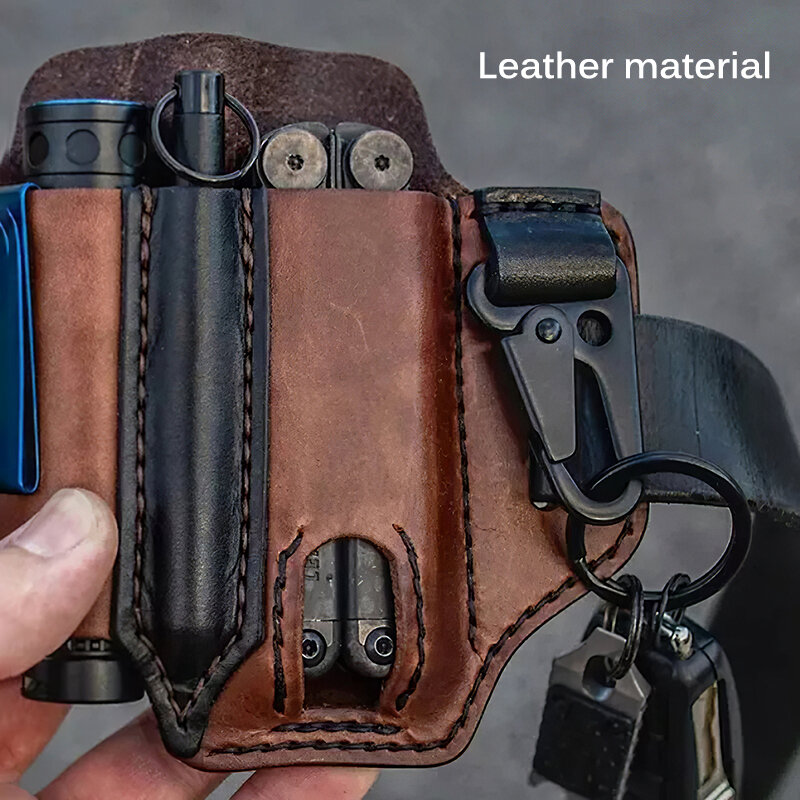 التكتيكية متعددة أداة حزام بولي Leather حقيبة جلدية المحمولة أداة تخزين حقيبة الحافظة في الهواء الطلق التخييم الصيد الخصر الجلود جيب