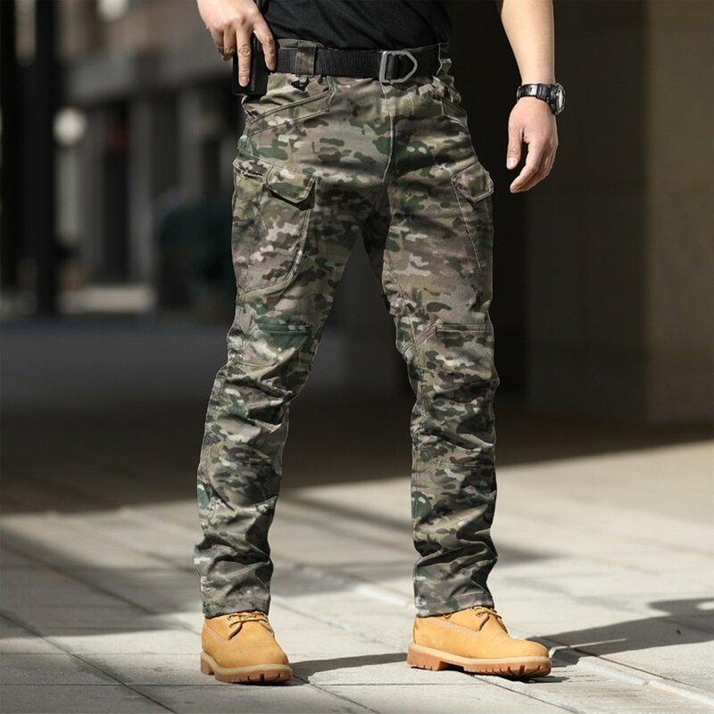 Men Lightweight Tactical Pants Breathable Army Military Style Loose Long Trousers Autumn Multi Pocket Casual Cargo Pants