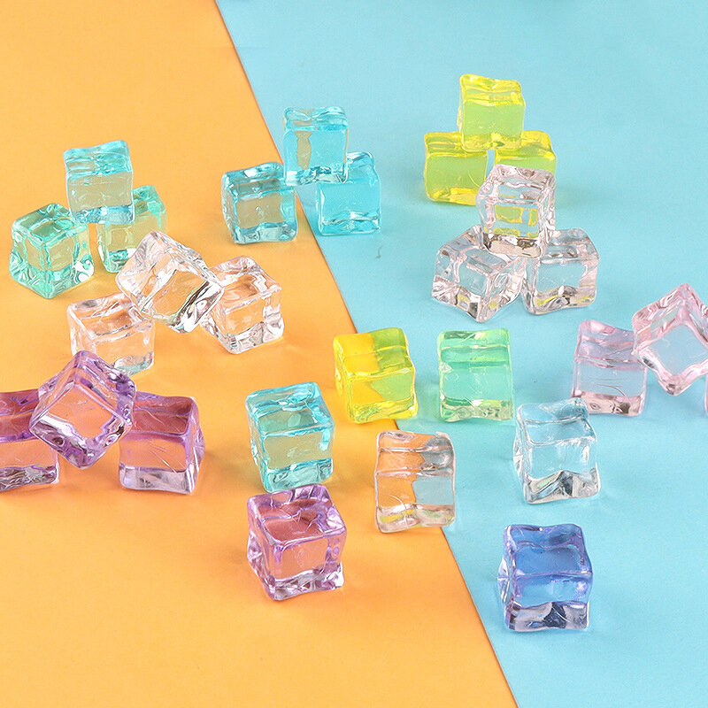 5Pcs Simulation Luminous Mini Ice Cubes Model Miniature DIY Ornaments Car Micro Decorations Wholesale