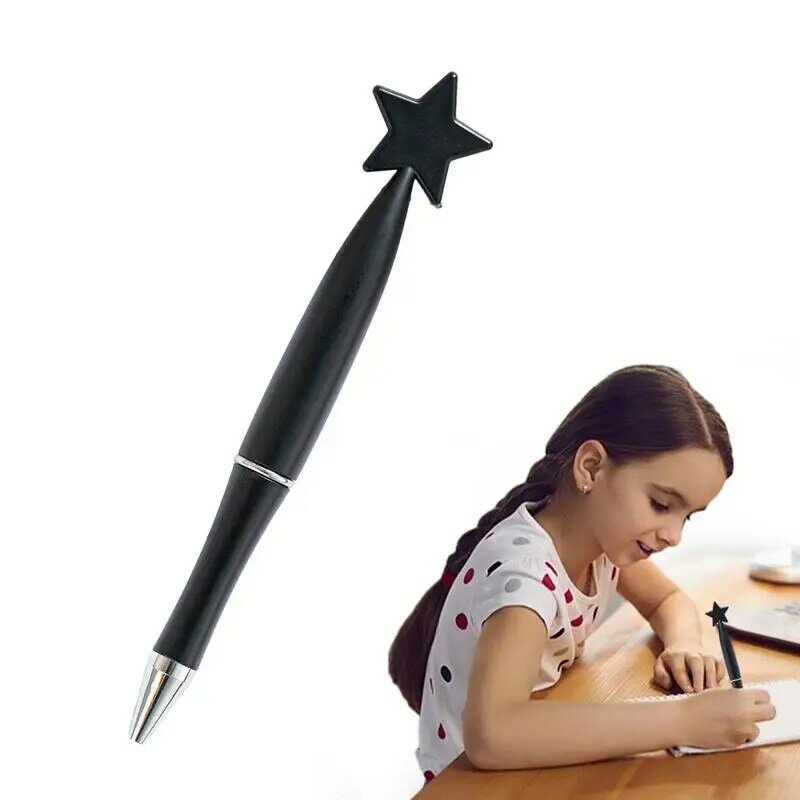 Pena putar, pena menulis bentuk bintang lucu dan terang serbaguna untuk kantor dan perlengkapan sekolah
