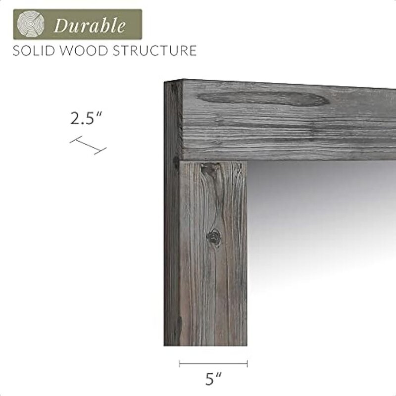 Barnyard Designs 58" x 24" Rustic Farmhouse Full Length Mirror - Wood Frame Floor Standing Bedroom Mirror, Natural