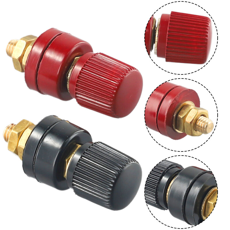 Power Junction Post Connectors Wire Binding Post Thread Screw M6 Brass Power Supply Connect Terminal Black Red