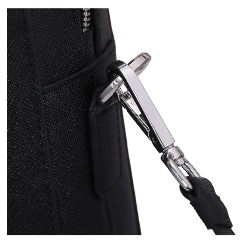 Мужской черный кожаный деловой портфель для ноутбука с одним плечом и перекрестными штанинами 14 дюймов