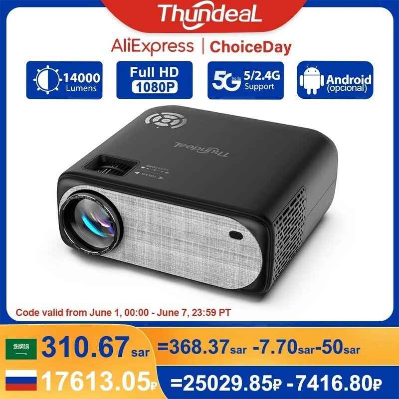 ThundeaL Full HD 1080P Video LED Proyector TD97 Gia Đình Android TD97W 4K Máy Chiếu Phim Điện Ảnh điện Thoại Máy Cân Bằng Laser 1