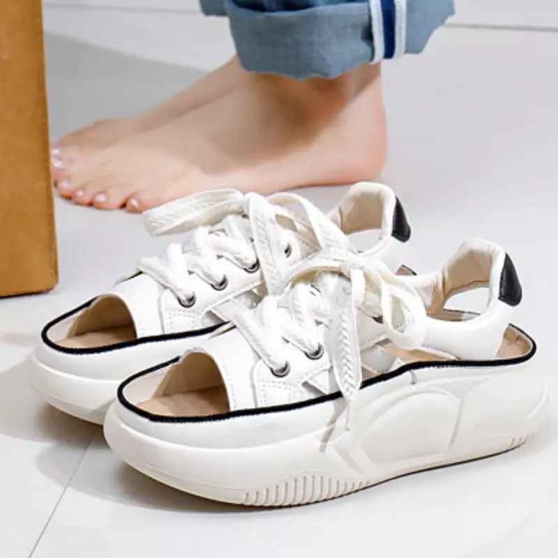 Sandálias casuais de plataforma slip-on para mulheres, sapatos novos, verão, 2021