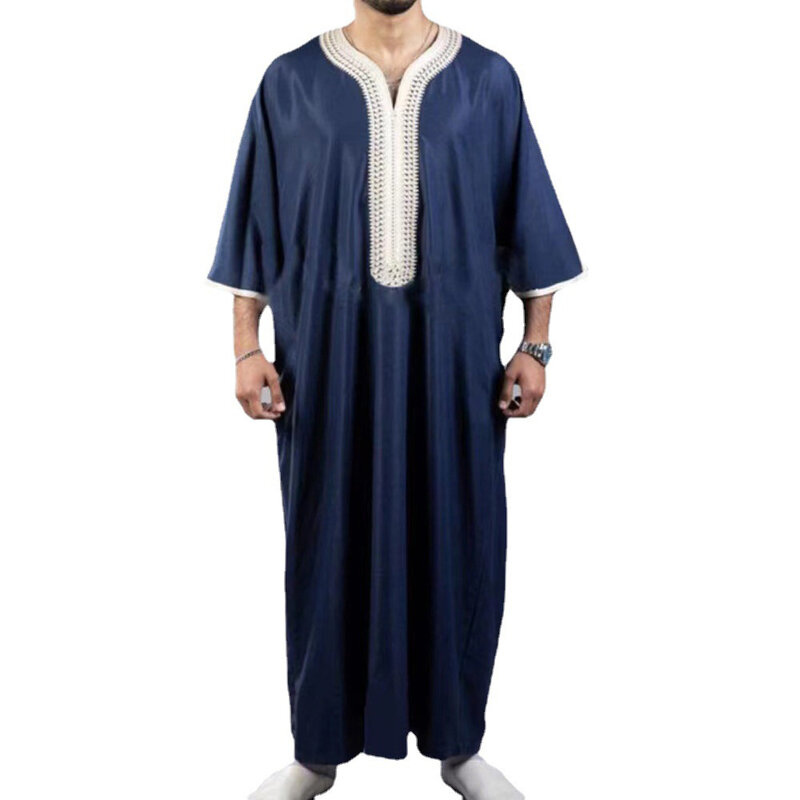 Jubba Thobe, manga comprida masculina, roupa tradicional muçulmana, vestes árabes, Eid Oriente Médio, novos presentes para marido, 2023
