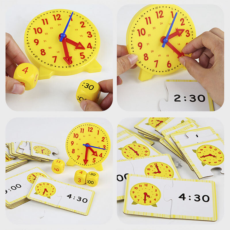 Bambini orologio Montessori giocattoli educativi ora minuto seconda cognizione abbinamento Puzzle giocattoli bambini sussidi didattici prescolari precoci