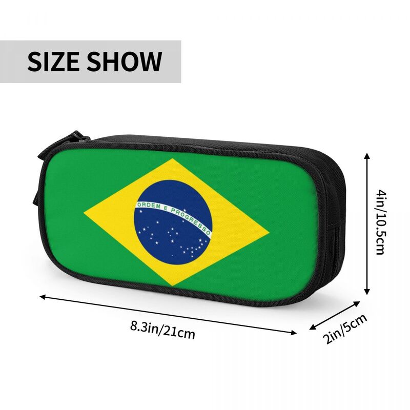 Kawaii Custom Brazil Flag Pencil Cases for Girls Boys Large Capacity Pen Bag Box School Accessories