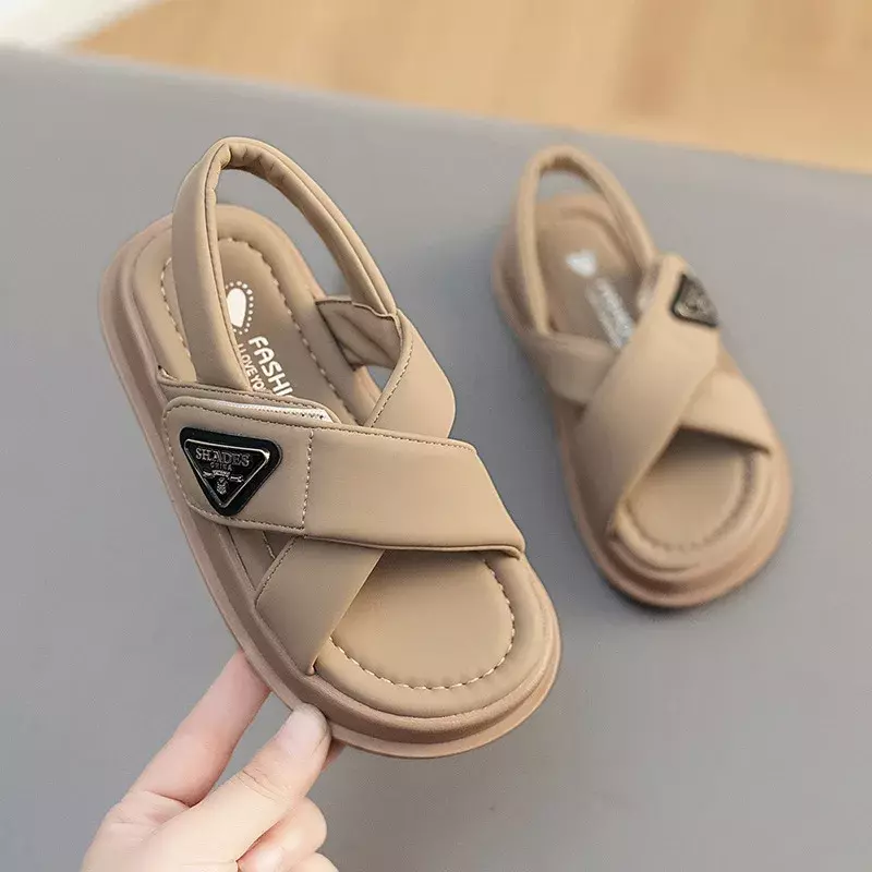 Sandálias infantis de praia respirável, sandálias romanas para meninas, sapato infantil de verão, edição coreana, 2023