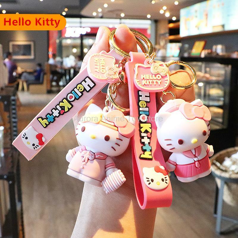 Sanrio-Llavero de Hello Kitty My Melody Kuromi Cinnamoroll Kawaii para niño y niña, colgante de bolso, muñeca linda, juguetes para niños, regalos de cumpleaños