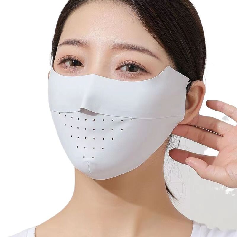 Máscara Facial de Seda de Gelo Respirável, Capa Facial, Proteção Solar, Anti-UV, Dirigir, Correr, Esportes