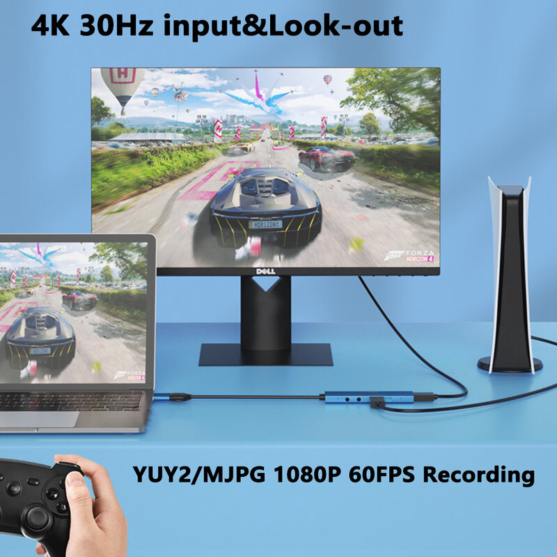 MS2131 YUV422จับภาพวิดีโอ USB 3.0 Type-C บันทึก60FPS 1080P พร้อม LOOP OUT สำหรับกล้อง PC PS4เกมถ่ายทอดสด