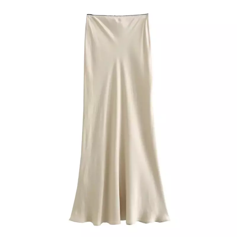 Falda Midi plisada drapeada con textura de seda para Mujer, falda informal con decoración de lazo, cintura elástica Vintage, nueva moda elegante