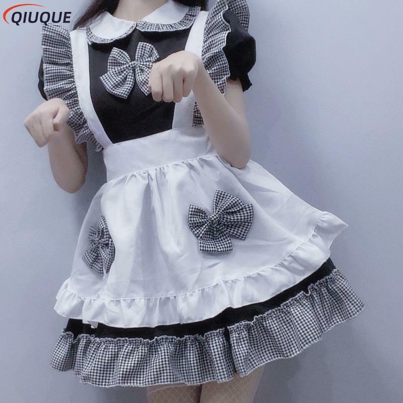 Roupa de empregada sexy japonesa feminina, fantasia de cosplay anime, vestido preto e branco, uniforme de meninas, roupas de palco