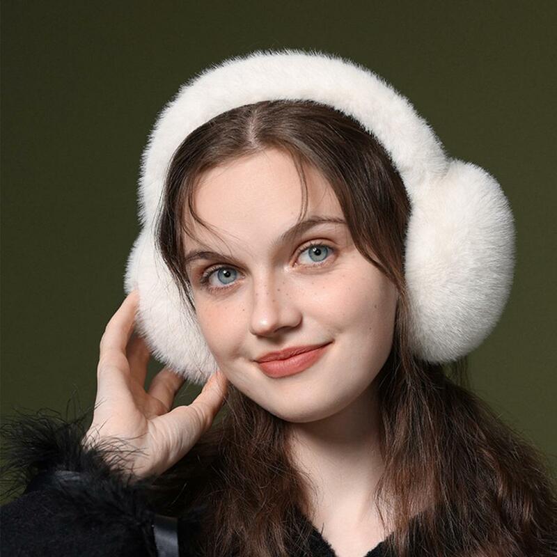 Women Winter Earmuffs Faux Fur Thick Cozy Solid Color Earmuffs Anti-slip Foldable Ear Protection Ear Cover Outdoor Ear Warmers