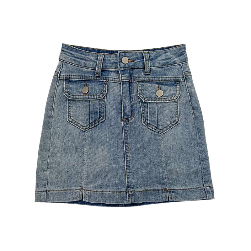 Jeans Skirts Design sense fashion high waist slimming double pocket Denim Skort skirt bag hip women's Faldas Clothes
