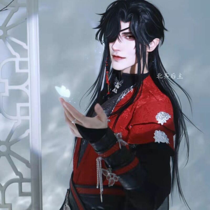 Tian Guan Ci Fu Anime Hua Cheng przebranie na karnawał San Lang kostiumy Cos górna peruka rekwizyt halloweenowy mężczyzn kobiety Han Fu ubrania Demon King