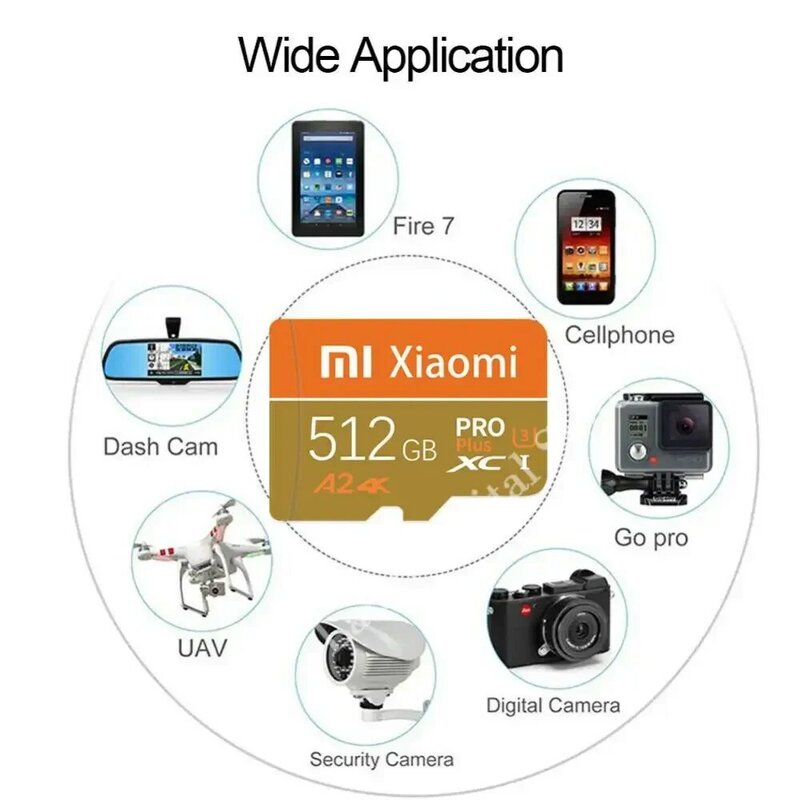 Xiaomi High Speed Flash Memory Card, Original Micro SD, TF, Câmera, SDCard, Armazenamento expandido para Android, 1TB, 2TB, 128GB, 512GB